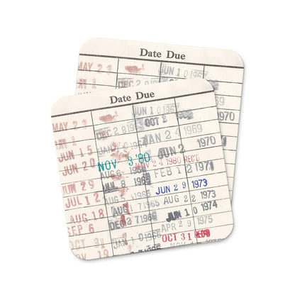 Vintage Library Card Coasters — Set of 2 or 4