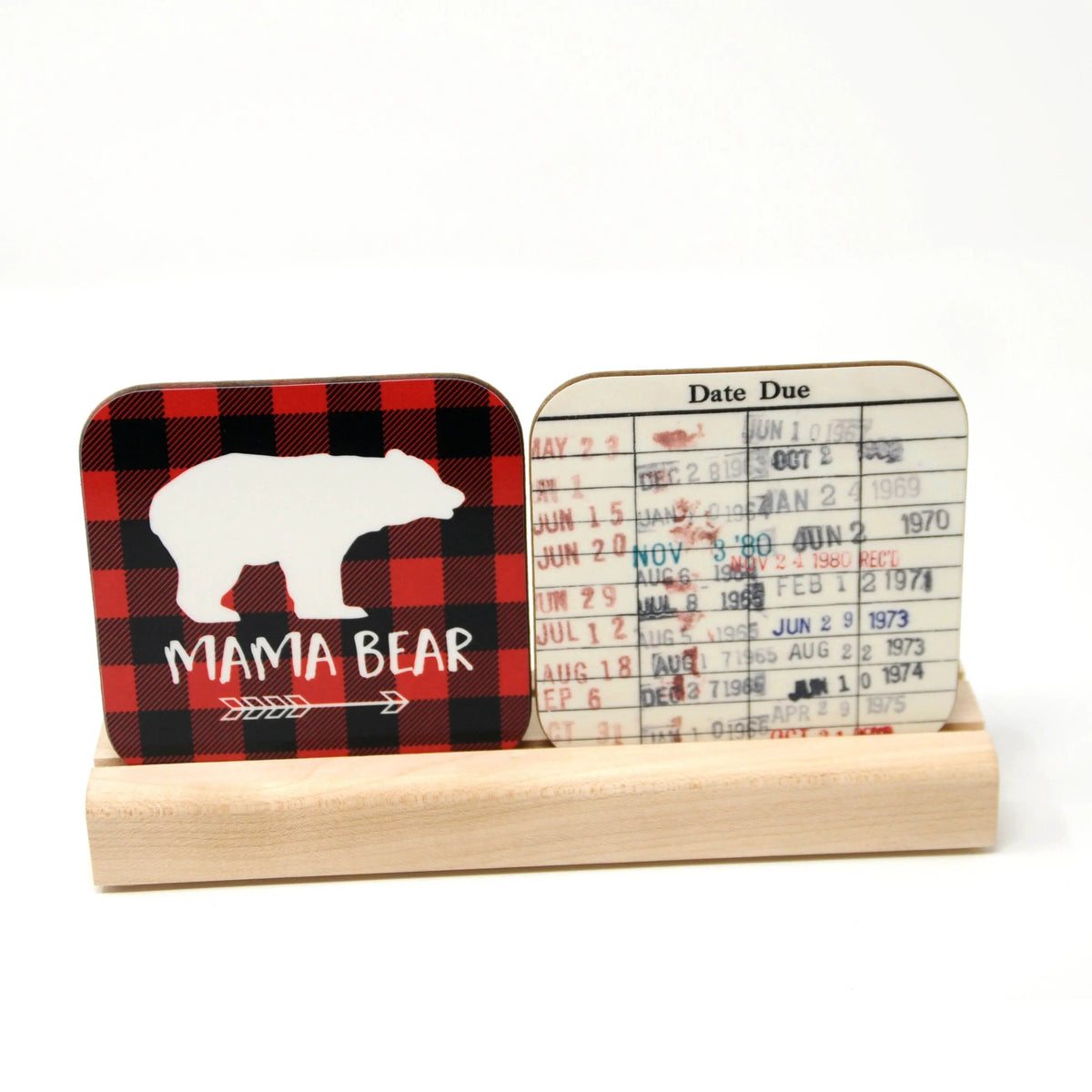 Vintage Library Card Coasters — Set of 2 or 4