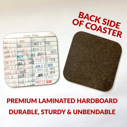 Vintage Library Card Coasters — Set of 2 or 4