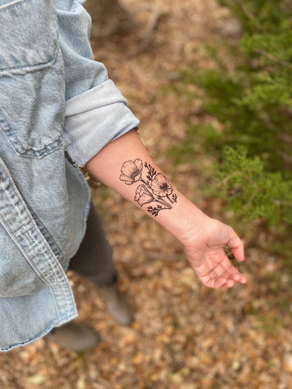 Golden Poppy Temporary Tattoo