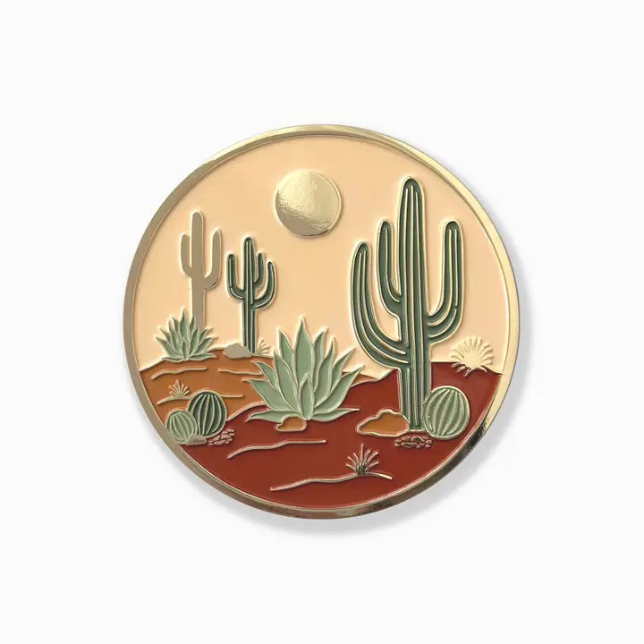 Warm Desert Luxe Coaster with cactus desert scene