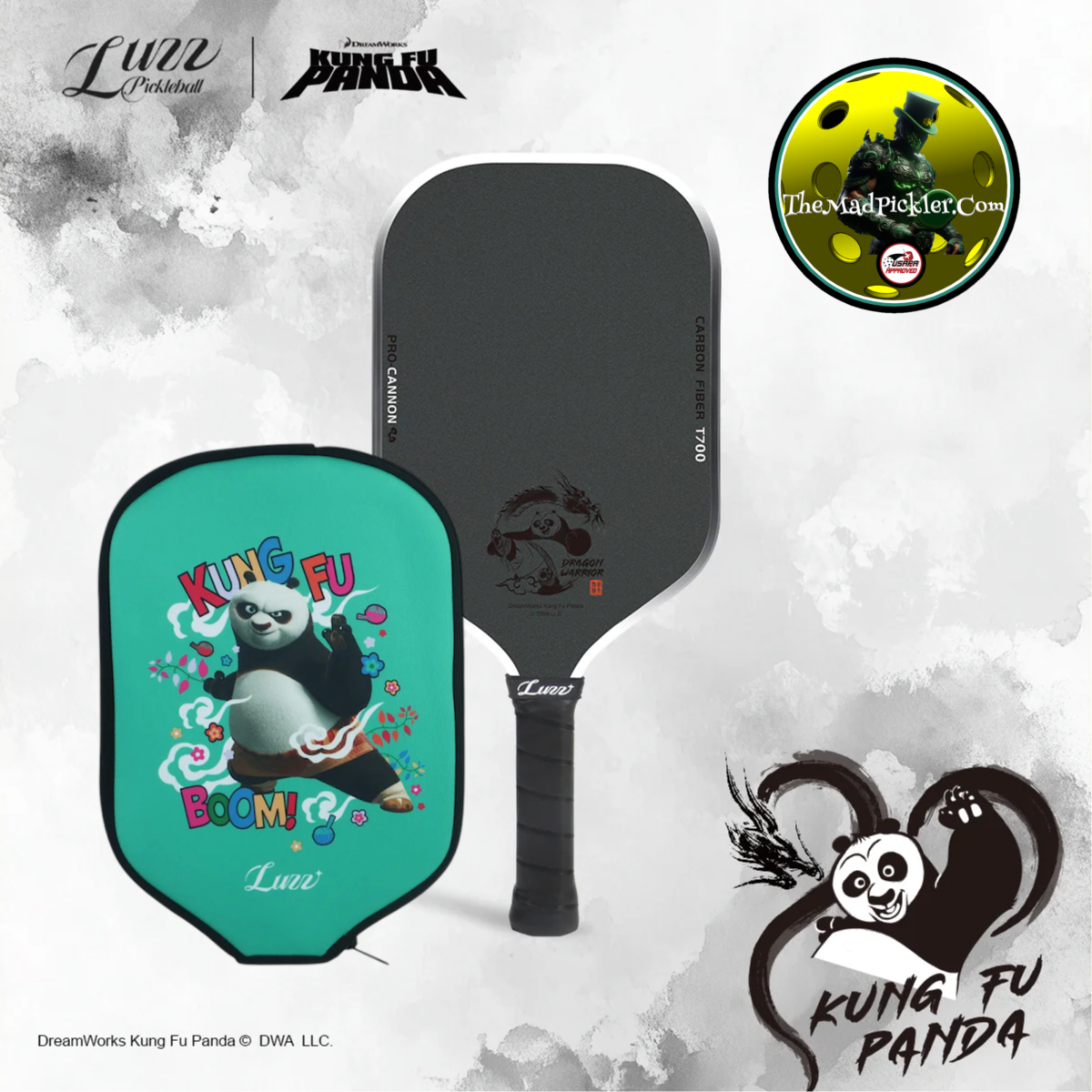 Luzz Kung Fu Panda Cannon Pickleball Paddle & Cover pickleball accessory, supplier image 1
