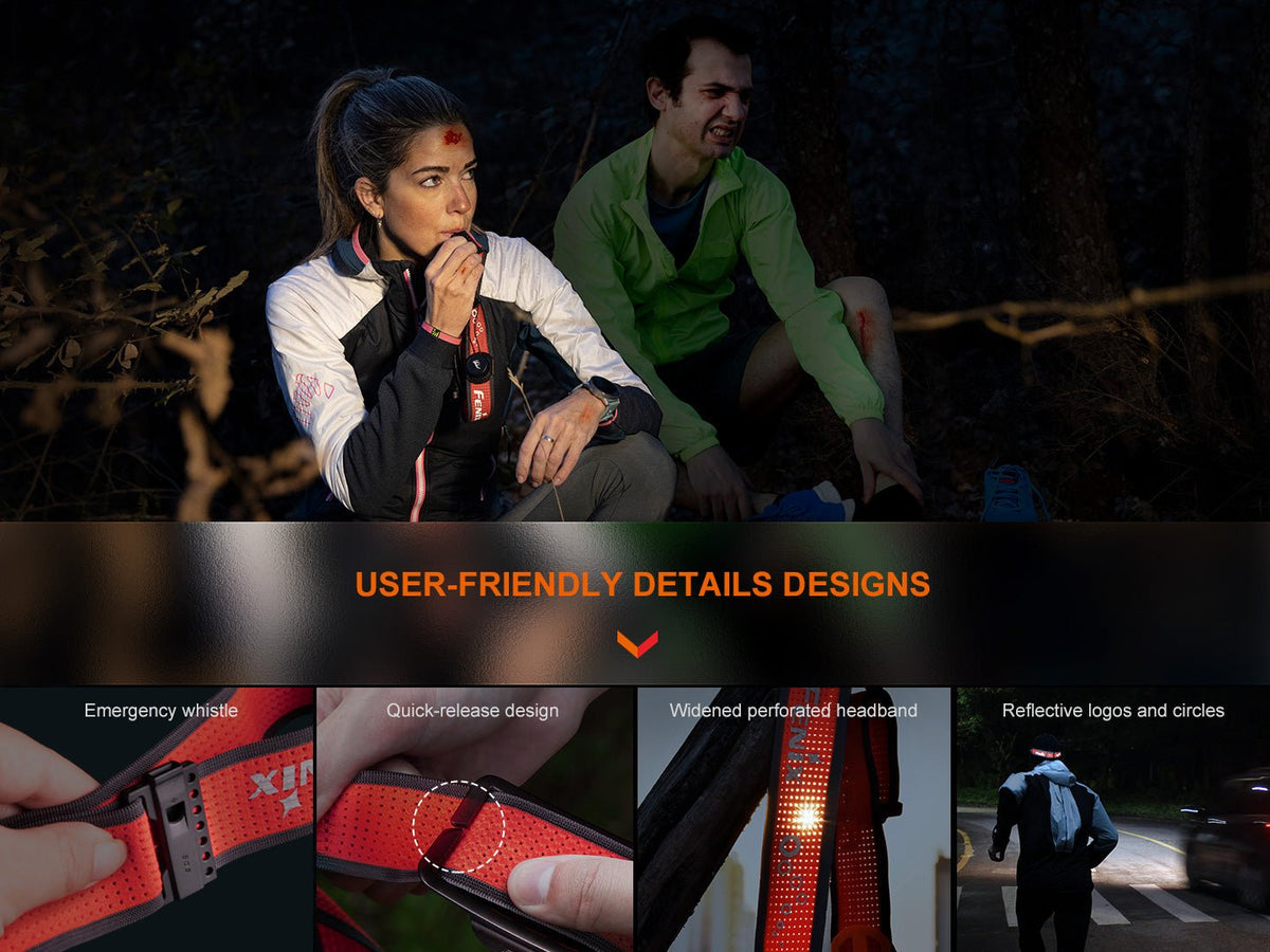 Two seated runners beside visible user-friendly-details graphic text.