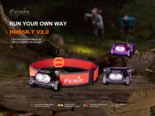Fenix HM65R-T V2.0 headlamp graphic with visible trail-running product text.