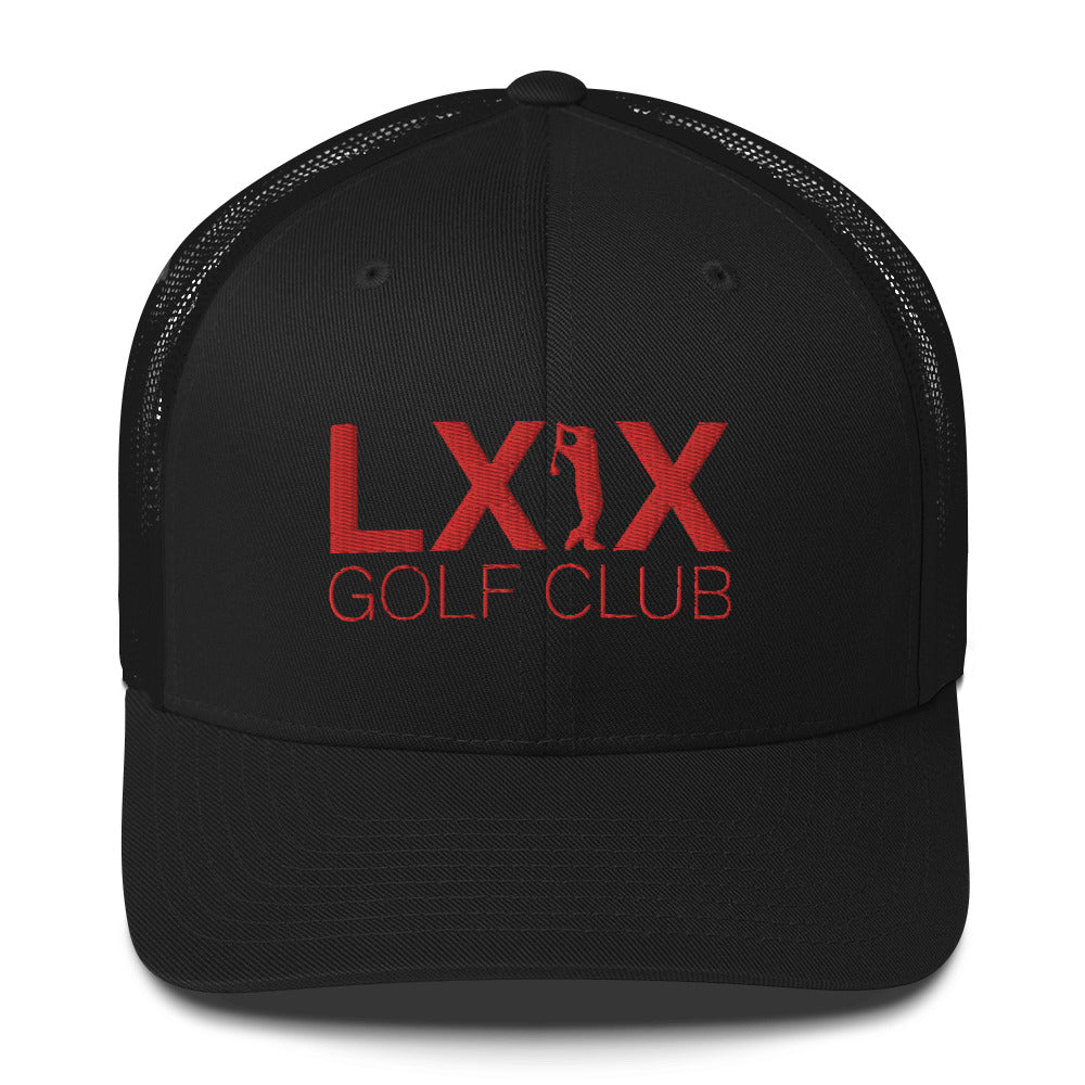 Swinger Logo Trucker Cap - Red Logo by LXIX GOLF CLUB