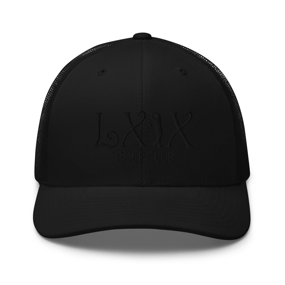 Curve Logo Trucker Cap - Black Logo by LXIX GOLF CLUB
