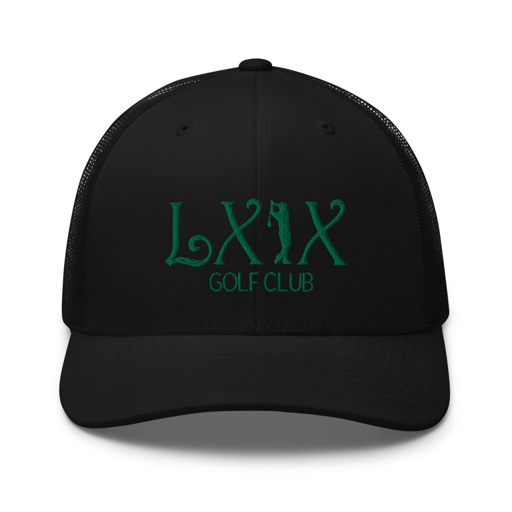 Curve Logo Trucker Cap - Green Logo by LXIX GOLF CLUB