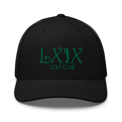 Curve Logo Trucker Cap - Green Logo by LXIX GOLF CLUB