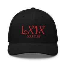 Curve Logo Trucker Cap - Red Logo by LXIX GOLF CLUB