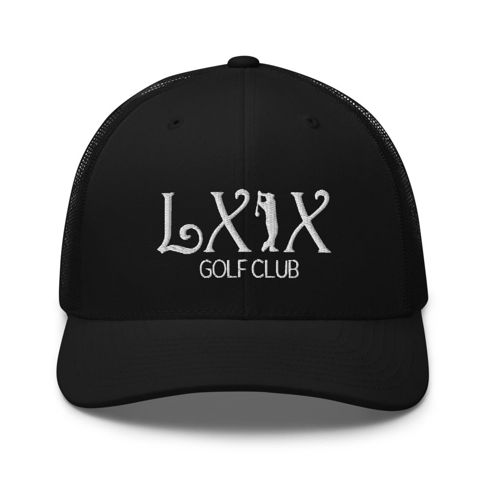 Curve Logo Trucker Cap - White Logo by LXIX GOLF CLUB — view 2