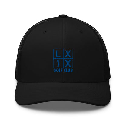 Four Box Logo Trucker Cap - Blue Logo by LXIX GOLF CLUB