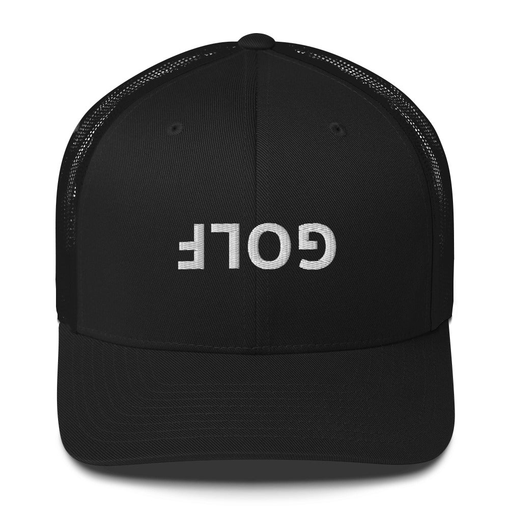 Upside Down Golf Trucker Cap - White Logo by LXIX GOLF CLUB — view 2