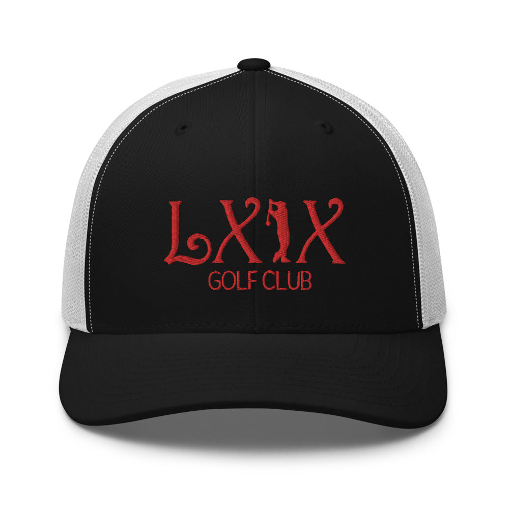 Curve Logo Trucker Cap - Red Logo by LXIX GOLF CLUB — view 7