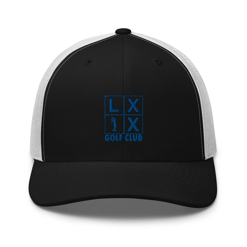 Four Box Logo Trucker Cap - Blue Logo by LXIX GOLF CLUB — view 7