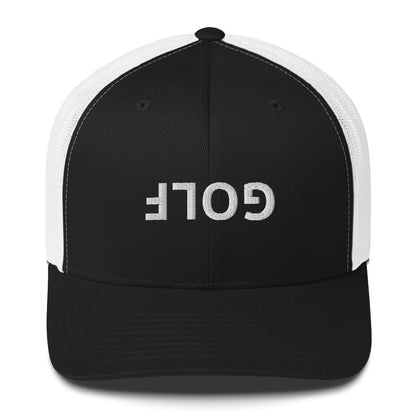 Upside Down Golf Trucker Cap - White Logo by LXIX GOLF CLUB — view 3
