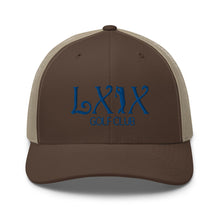 Curve Logo Trucker Cap - Blue Logo by LXIX GOLF CLUB — view 32