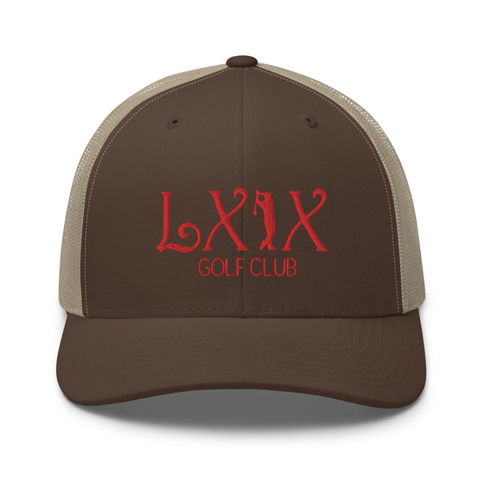 Curve Logo Trucker Cap - Red Logo by LXIX GOLF CLUB — view 31