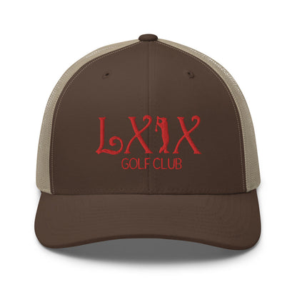 Curve Logo Trucker Cap - Red Logo by LXIX GOLF CLUB — view 31