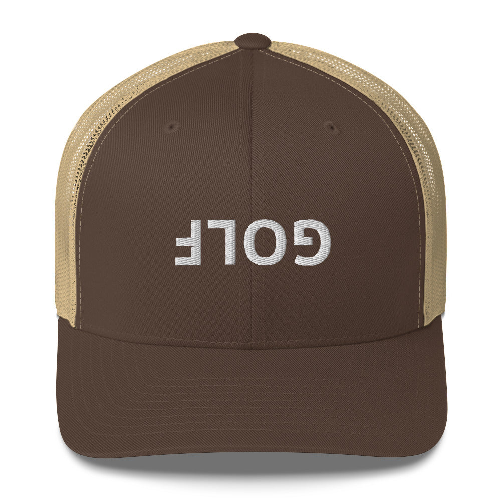 Upside Down Golf Trucker Cap - White Logo by LXIX GOLF CLUB — view 7