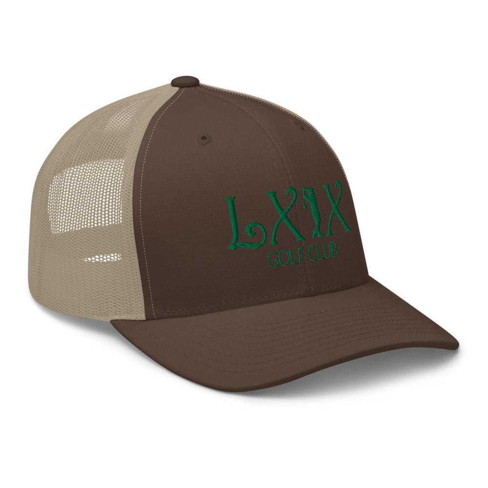 Curve Logo Trucker Cap - Green Logo by LXIX GOLF CLUB — view 36