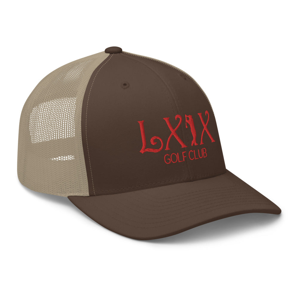 Curve Logo Trucker Cap - Red Logo by LXIX GOLF CLUB — view 36