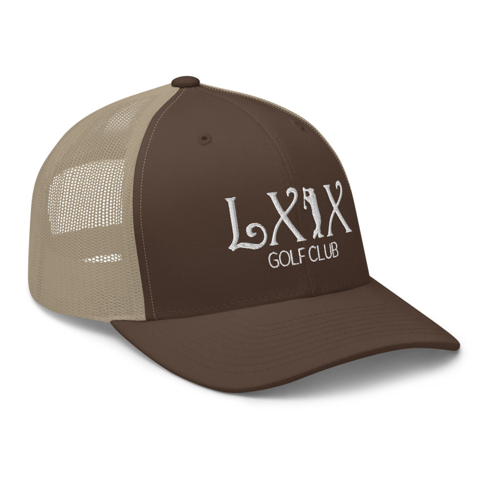 Curve Logo Trucker Cap - White Logo by LXIX GOLF CLUB — view 36