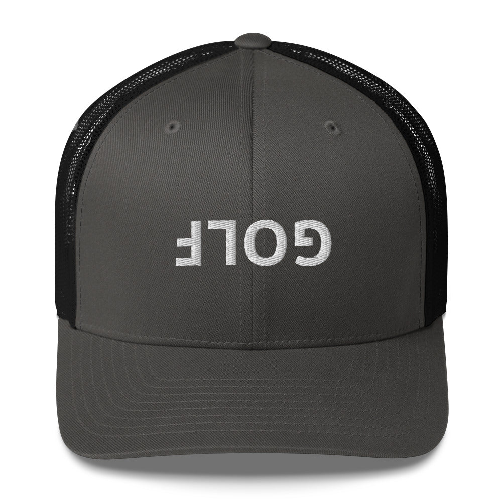 Upside Down Golf Trucker Cap - White Logo by LXIX GOLF CLUB — view 5