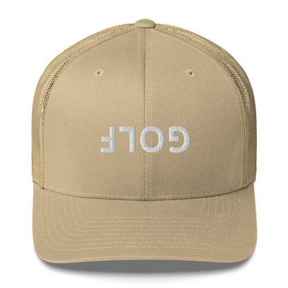 Upside Down Golf Trucker Cap - White Logo by LXIX GOLF CLUB — view 11
