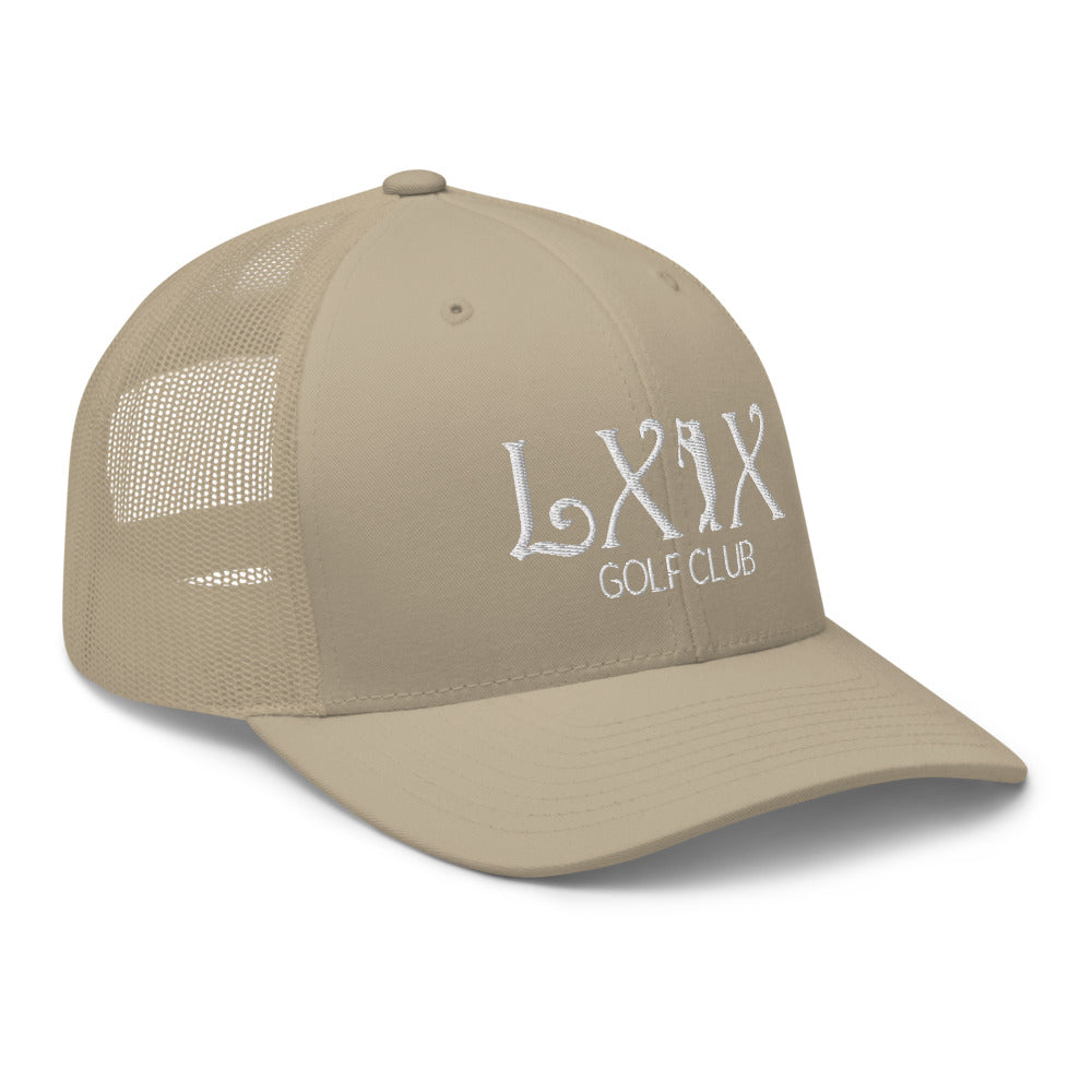 Curve Logo Trucker Cap - White Logo by LXIX GOLF CLUB — view 54