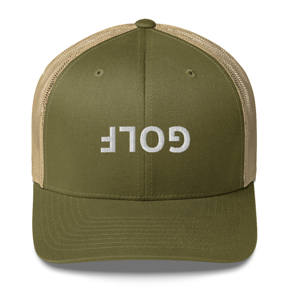 Upside Down Golf Trucker Cap - White Logo by LXIX GOLF CLUB — view 12