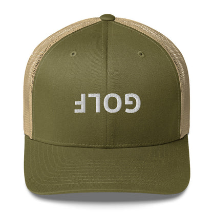 Upside Down Golf Trucker Cap - White Logo by LXIX GOLF CLUB — view 12