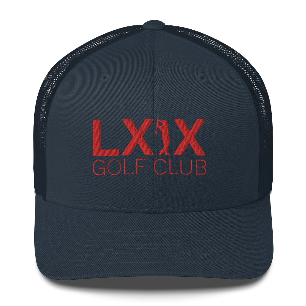 Swinger Logo Trucker Cap - Red Logo by LXIX GOLF CLUB — view 3