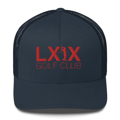 Swinger Logo Trucker Cap - Red Logo by LXIX GOLF CLUB — view 3