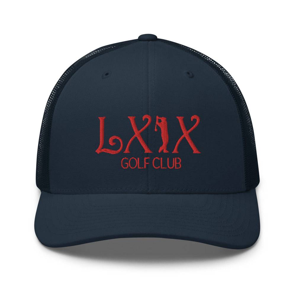 Curve Logo Trucker Cap - Red Logo by LXIX GOLF CLUB — view 13