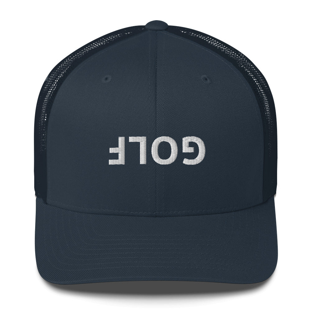 Upside Down Golf Trucker Cap - White Logo by LXIX GOLF CLUB