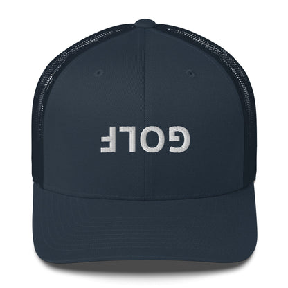 Upside Down Golf Trucker Cap - White Logo by LXIX GOLF CLUB