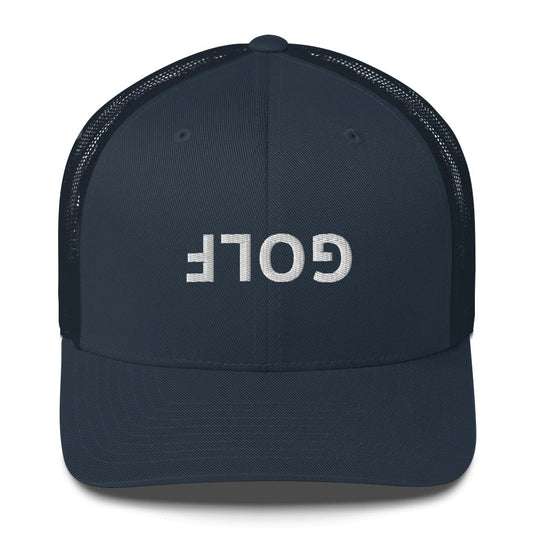 Upside Down Golf Trucker Cap - White Logo by LXIX GOLF CLUB
