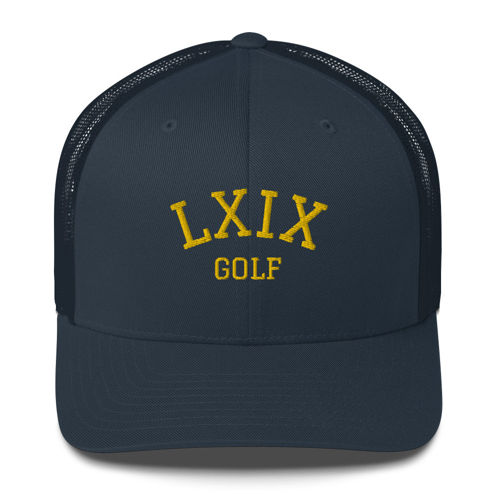 Collegiate Arch Trucker Cap by LXIX GOLF CLUB