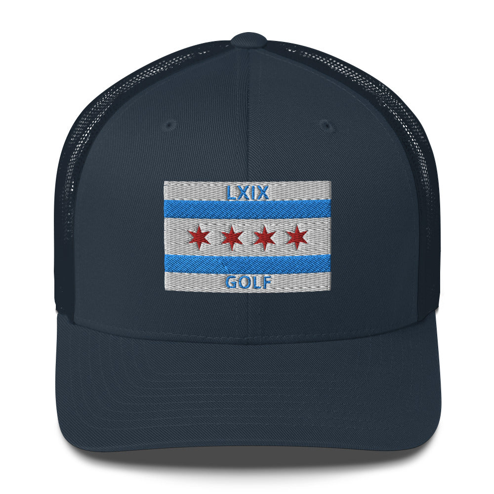 Chicago Flag Trucker Cap by LXIX GOLF CLUB
