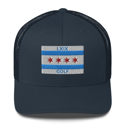Chicago Flag Trucker Cap by LXIX GOLF CLUB