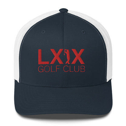 Swinger Logo Trucker Cap - Red Logo by LXIX GOLF CLUB — view 4