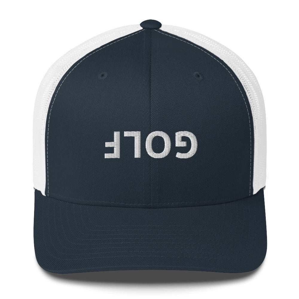 Upside Down Golf Trucker Cap - White Logo by LXIX GOLF CLUB — view 4