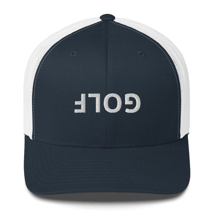 Upside Down Golf Trucker Cap - White Logo by LXIX GOLF CLUB — view 4