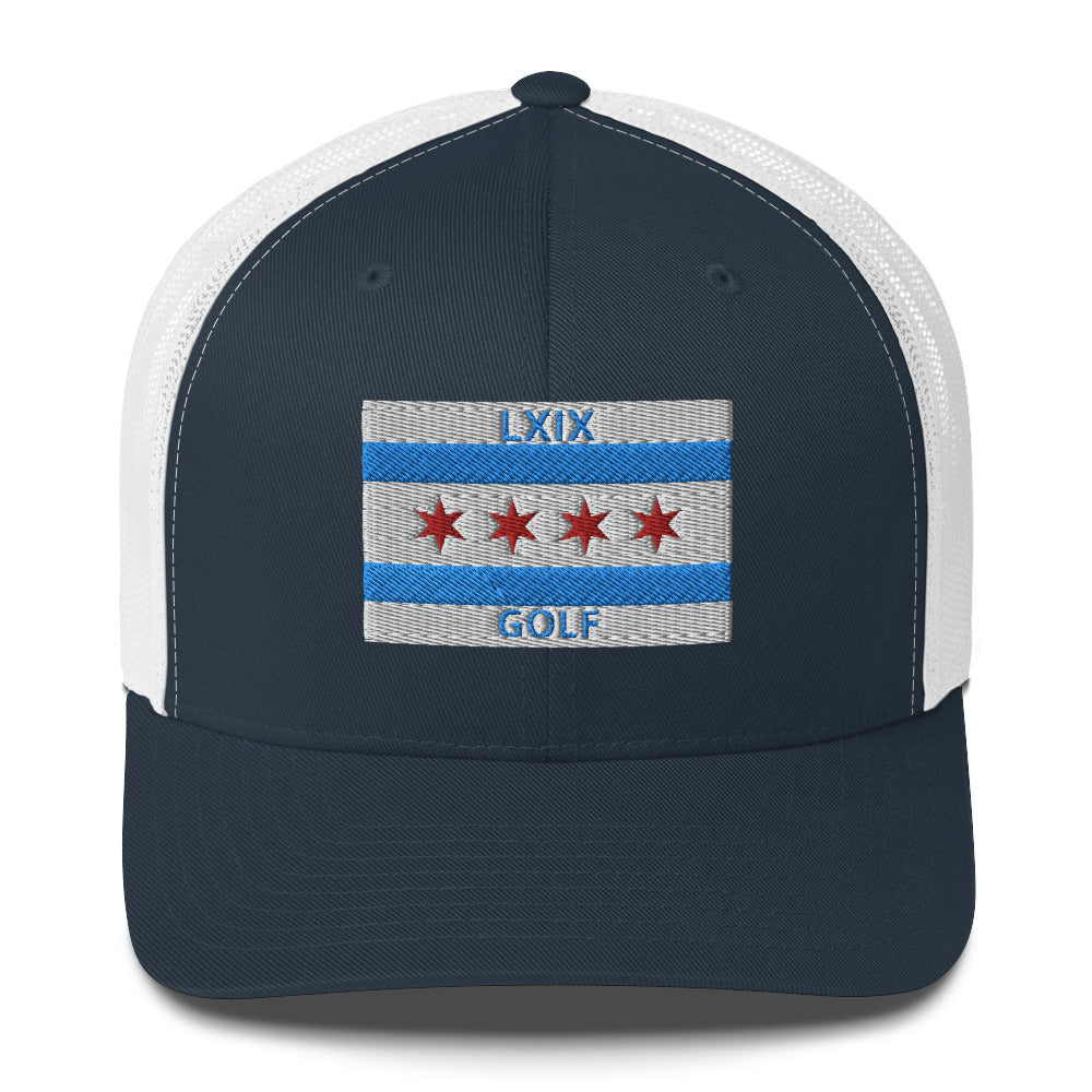Chicago Flag Trucker Cap by LXIX GOLF CLUB — view 2
