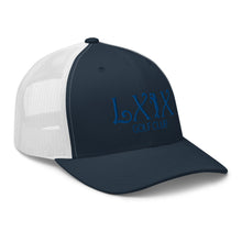 Curve Logo Trucker Cap - Blue Logo by LXIX GOLF CLUB — view 25