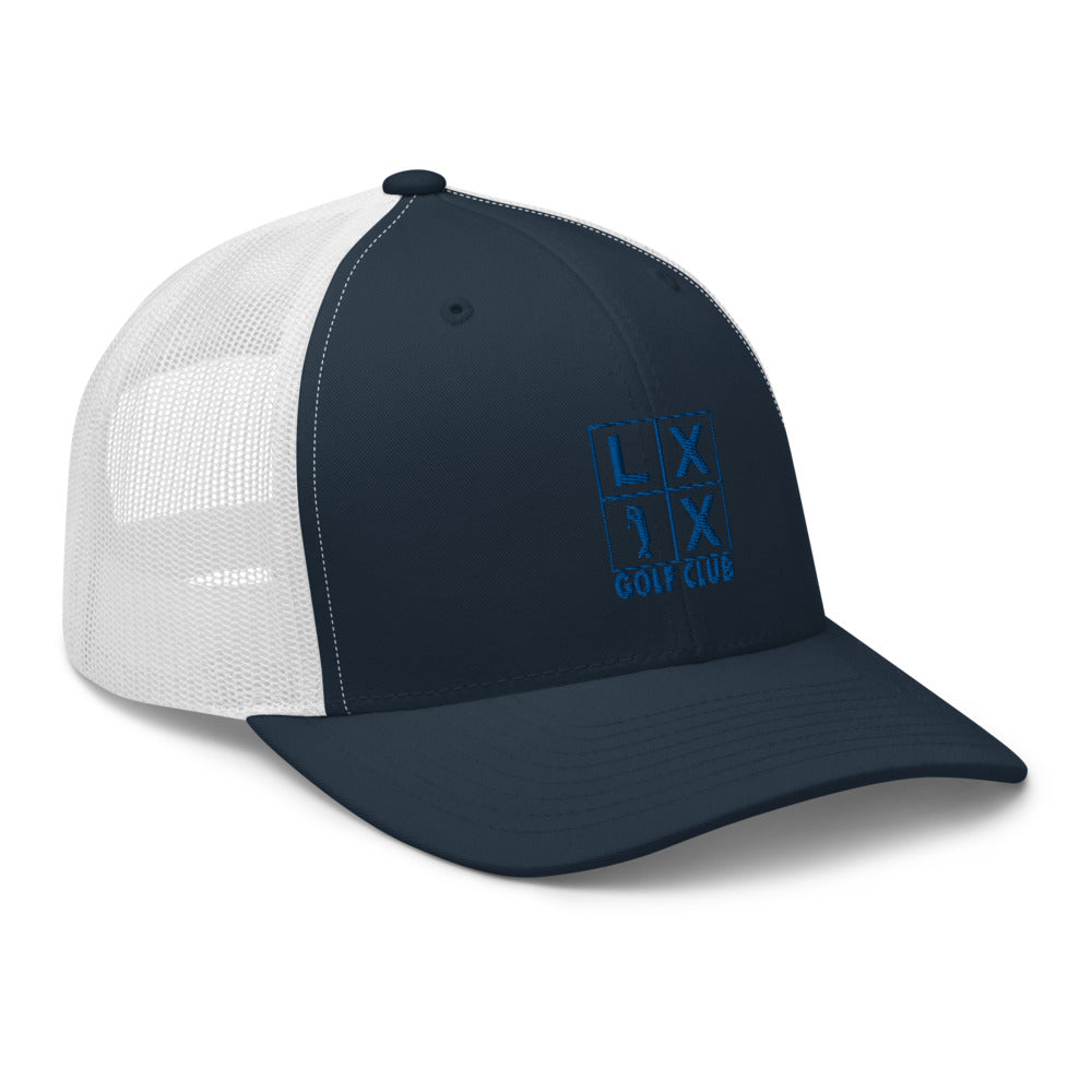 Four Box Logo Trucker Cap - Blue Logo by LXIX GOLF CLUB — view 24