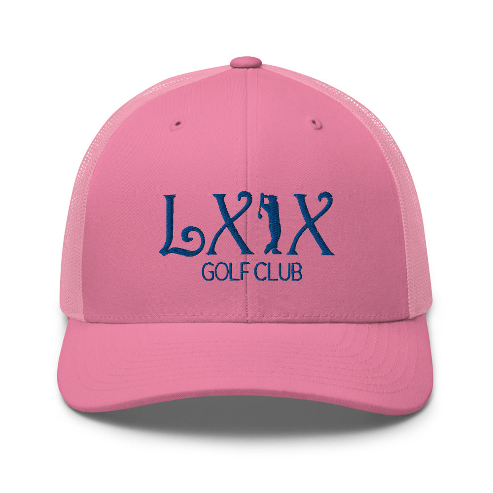 Curve Logo Trucker Cap - Blue Logo by LXIX GOLF CLUB — view 44