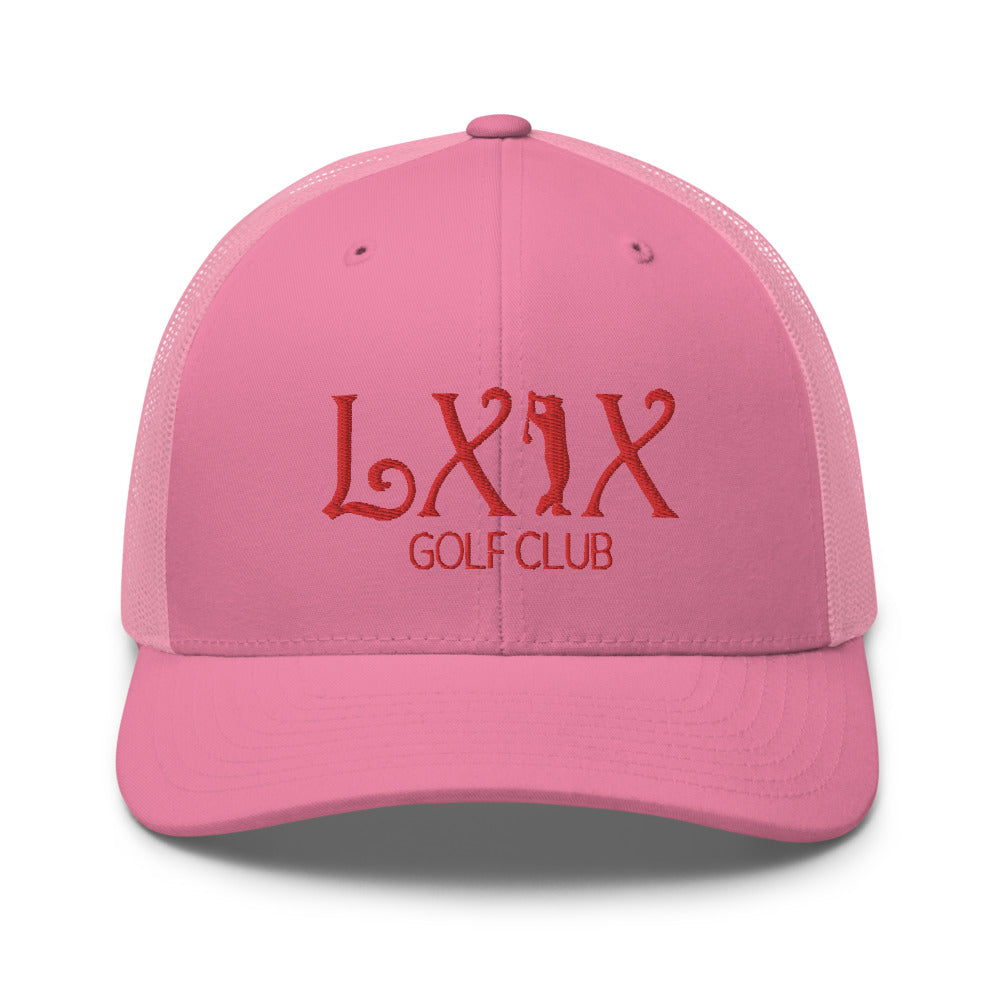 Curve Logo Trucker Cap - Red Logo by LXIX GOLF CLUB — view 43