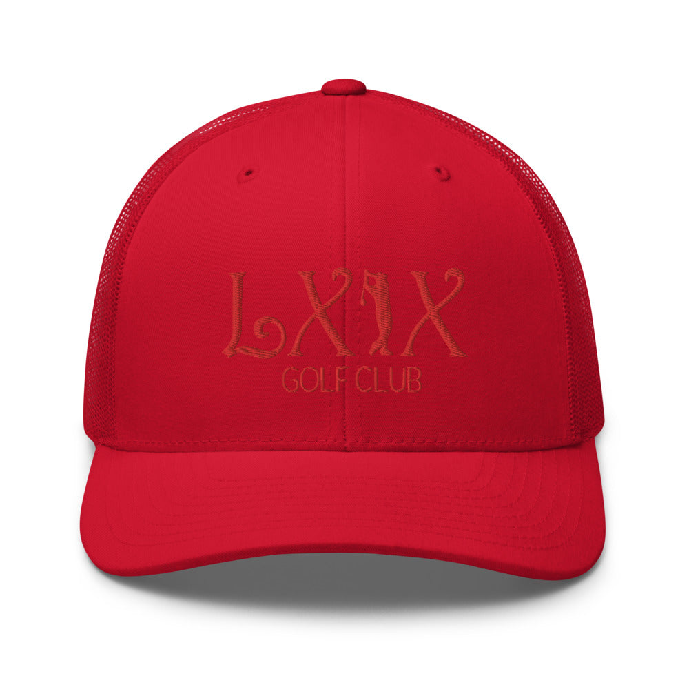 Curve Logo Trucker Cap - Red Logo by LXIX GOLF CLUB — view 25