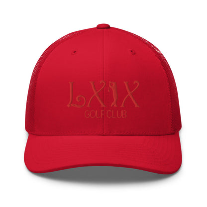 Curve Logo Trucker Cap - Red Logo by LXIX GOLF CLUB — view 25